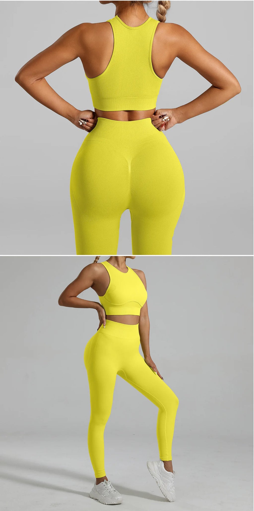 Ribbed Workout Clothes for Women Yoga Set Fitness Gym Outifts 2 Pieces Vest Sport Suit Tracksuit Sport Leggings Set Active Wear