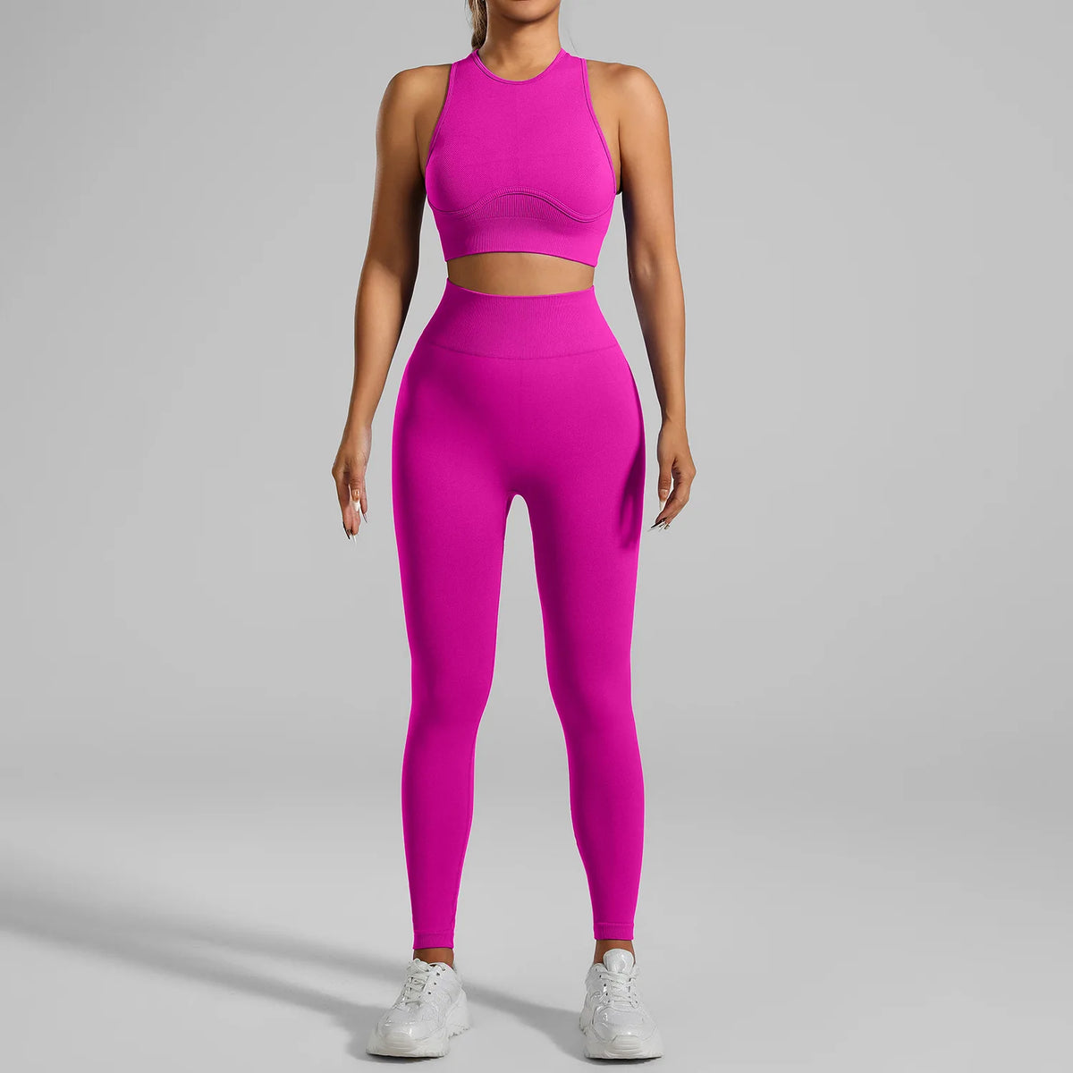 Ribbed Workout Clothes for Women Yoga Set Fitness Gym Outifts 2 Pieces Vest Sport Suit Tracksuit Sport Leggings Set Active Wear
