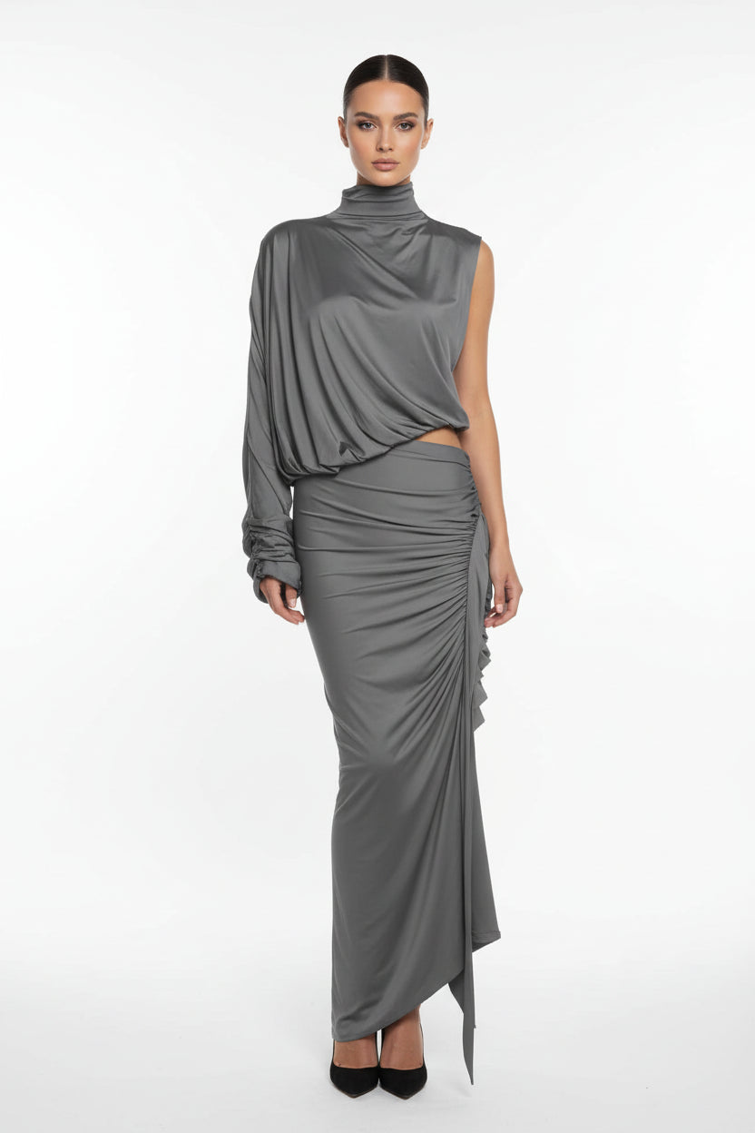Ruched Sultry 2-Piece Top and Skirt