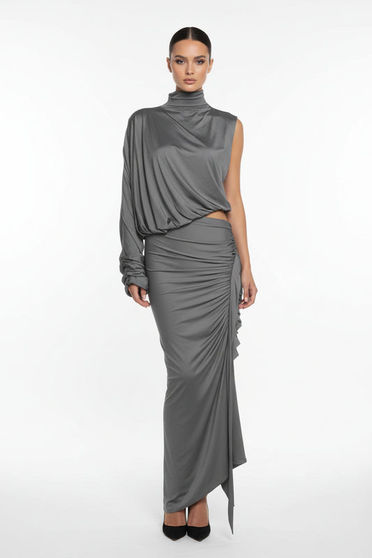 Ruched Sultry 2-Piece Top and Skirt