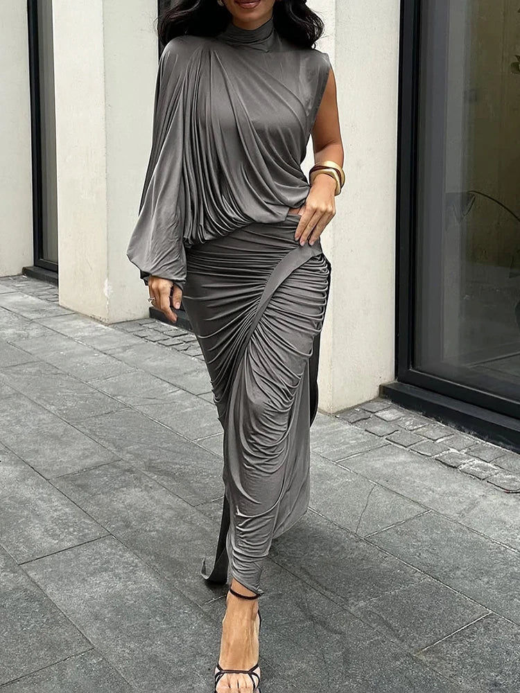 Ruched Sultry 2-Piece Top and Skirt