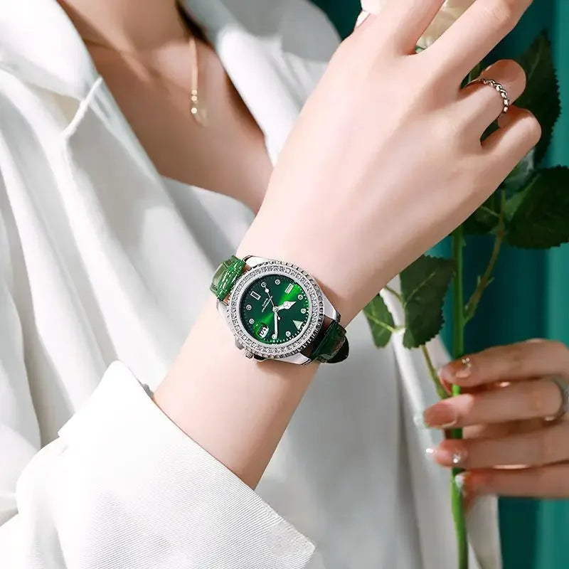 Emerald Prestige Diamond-Bezel Watch