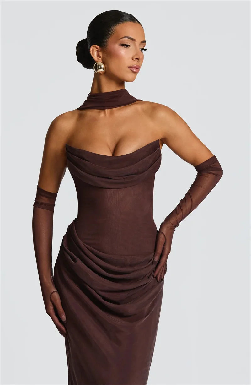Celestial Off The Shoulder Draped Gown