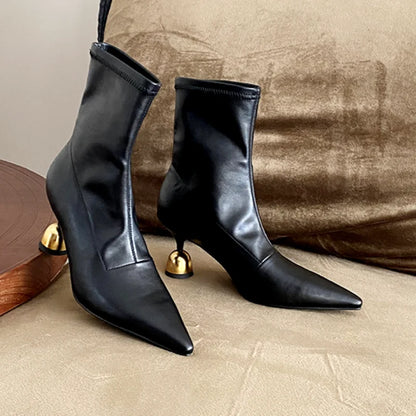 High Fashion Pointed Heeled Booties