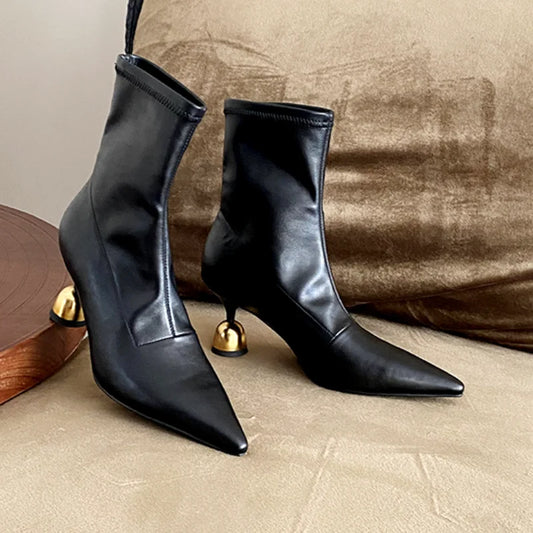 High Fashion Pointed Heeled Booties