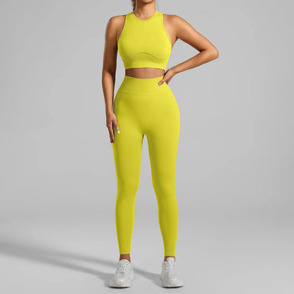 Ribbed Workout Clothes for Women Yoga Set Fitness Gym Outifts 2 Pieces Vest Sport Suit Tracksuit Sport Leggings Set Active Wear