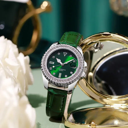Emerald Prestige Diamond-Bezel Watch