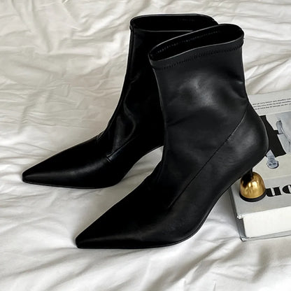 High Fashion Pointed Heeled Booties