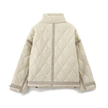 Padded Coat New In Outerwears Bow Beige Cropped Snow Parkas Elegant Luxury Women's Coat Warm Woman Winter Coats