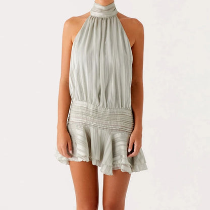 Halter Ruffles Mini Dress