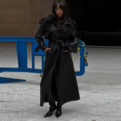 Fashion Week Long Leather Coat