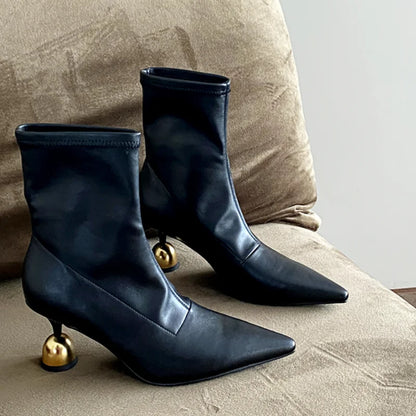 High Fashion Pointed Heeled Booties
