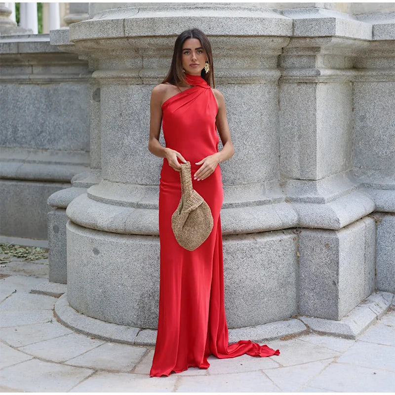 Elegant Halter Backless Sleeveless Gown