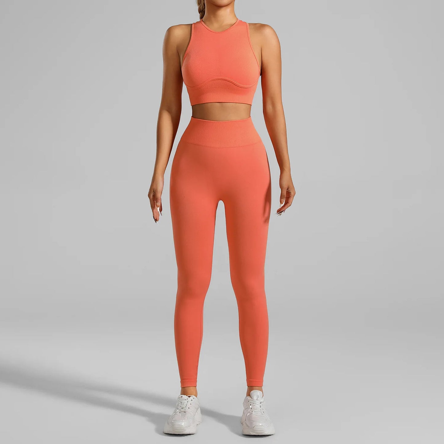 Ribbed Workout Clothes for Women Yoga Set Fitness Gym Outifts 2 Pieces Vest Sport Suit Tracksuit Sport Leggings Set Active Wear