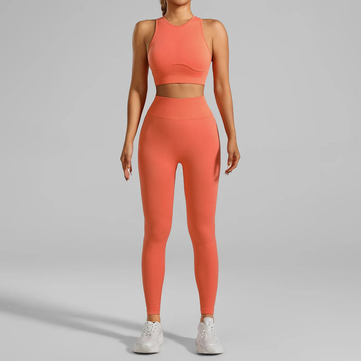 Ribbed Workout Clothes for Women Yoga Set Fitness Gym Outifts 2 Pieces Vest Sport Suit Tracksuit Sport Leggings Set Active Wear