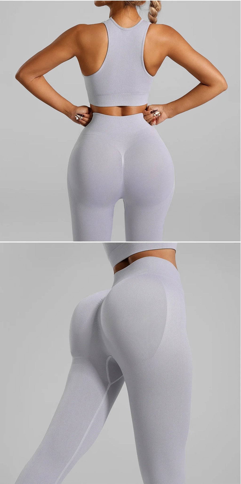 Ribbed Workout Clothes for Women Yoga Set Fitness Gym Outifts 2 Pieces Vest Sport Suit Tracksuit Sport Leggings Set Active Wear