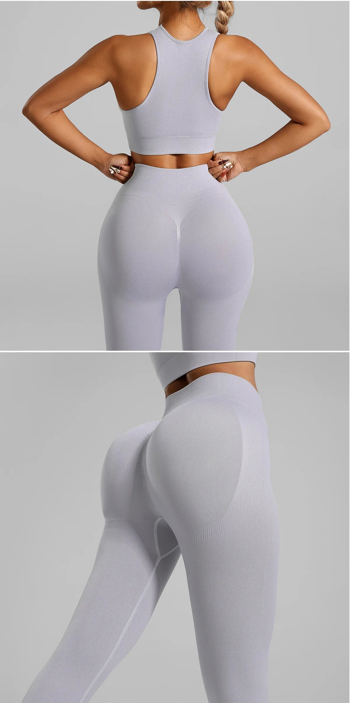 Ribbed Workout Clothes for Women Yoga Set Fitness Gym Outifts 2 Pieces Vest Sport Suit Tracksuit Sport Leggings Set Active Wear