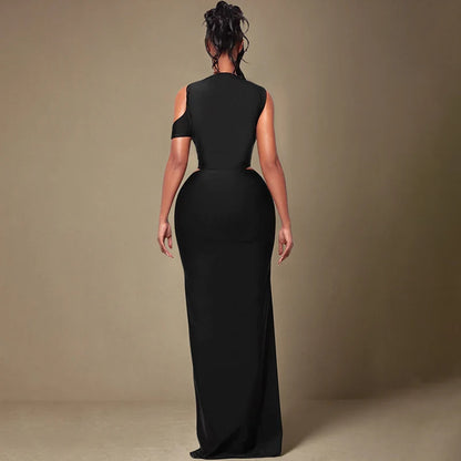 Noir Sculpt Cut-Out Maxi Dress