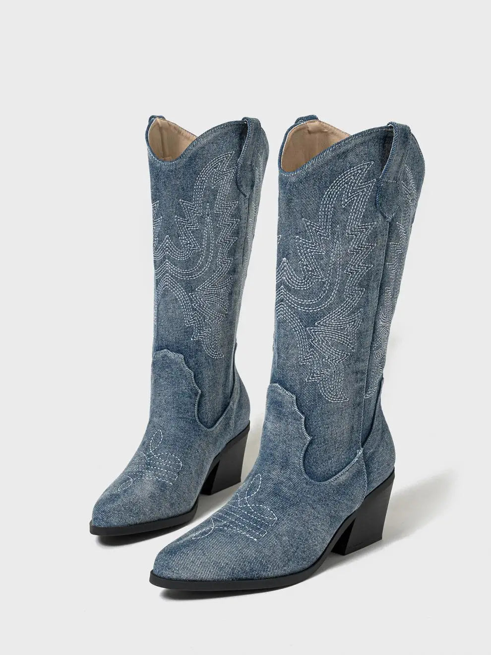 Vintage Denim Cowboy Boots