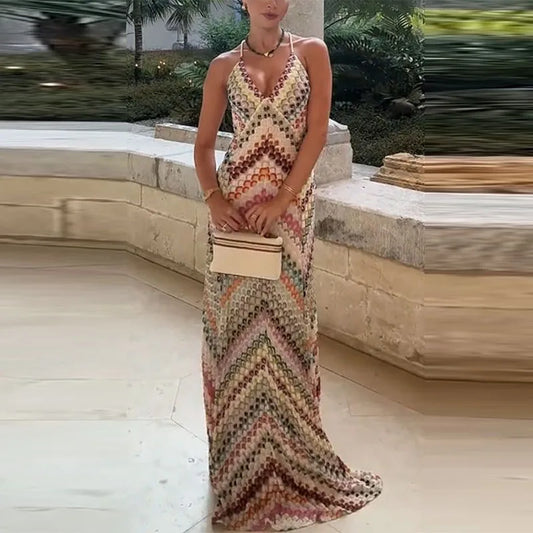 Sunset Mosaic Maxi Boho-Inspired Dress