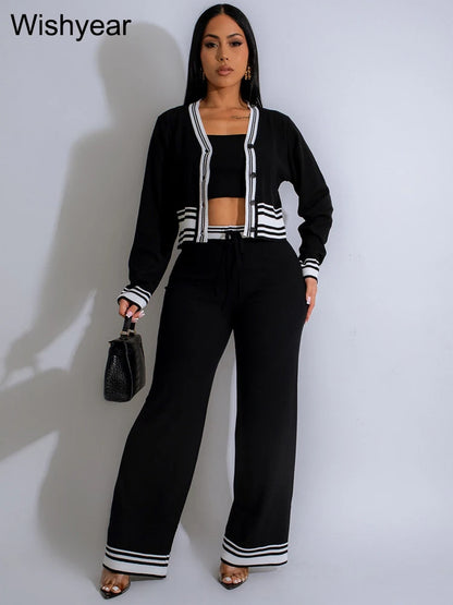 Knitted Tracksuit Women 3 Piece Set