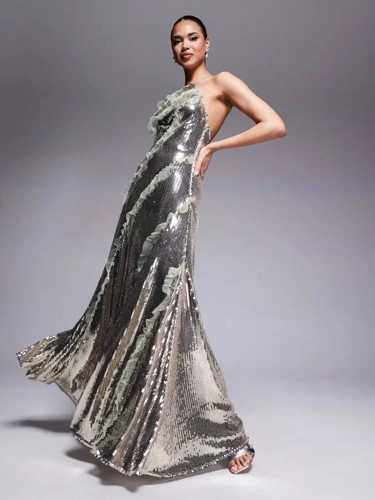 Metallic Sequin Gown