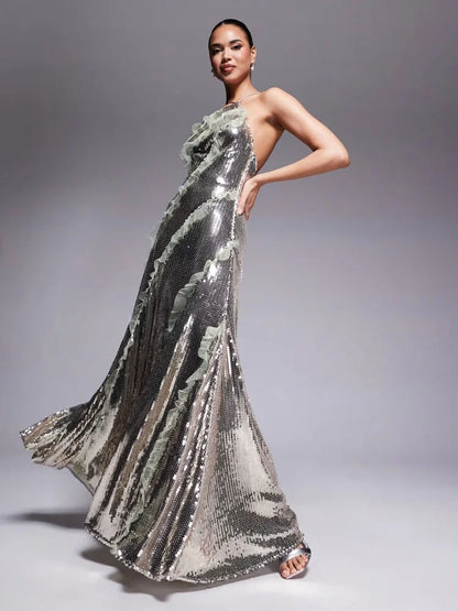 Metallic Sequin Gown