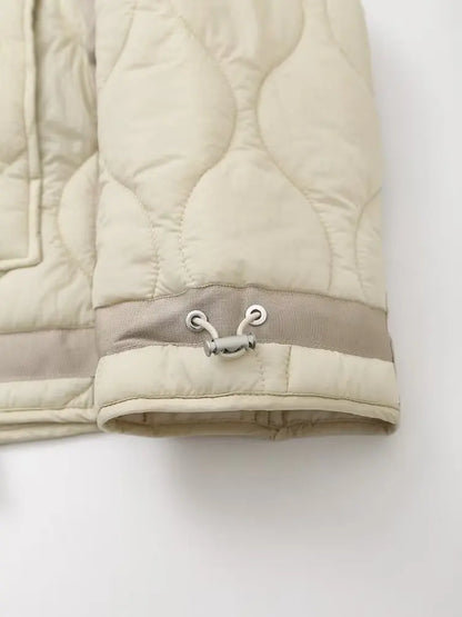 Padded Coat New In Outerwears Bow Beige Cropped Snow Parkas Elegant Luxury Women's Coat Warm Woman Winter Coats