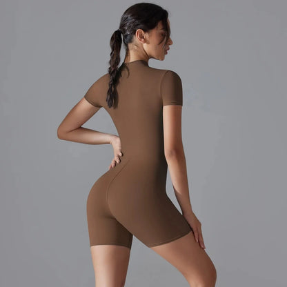 Short Sleeve Classic One-Piece Performance Workout Romper