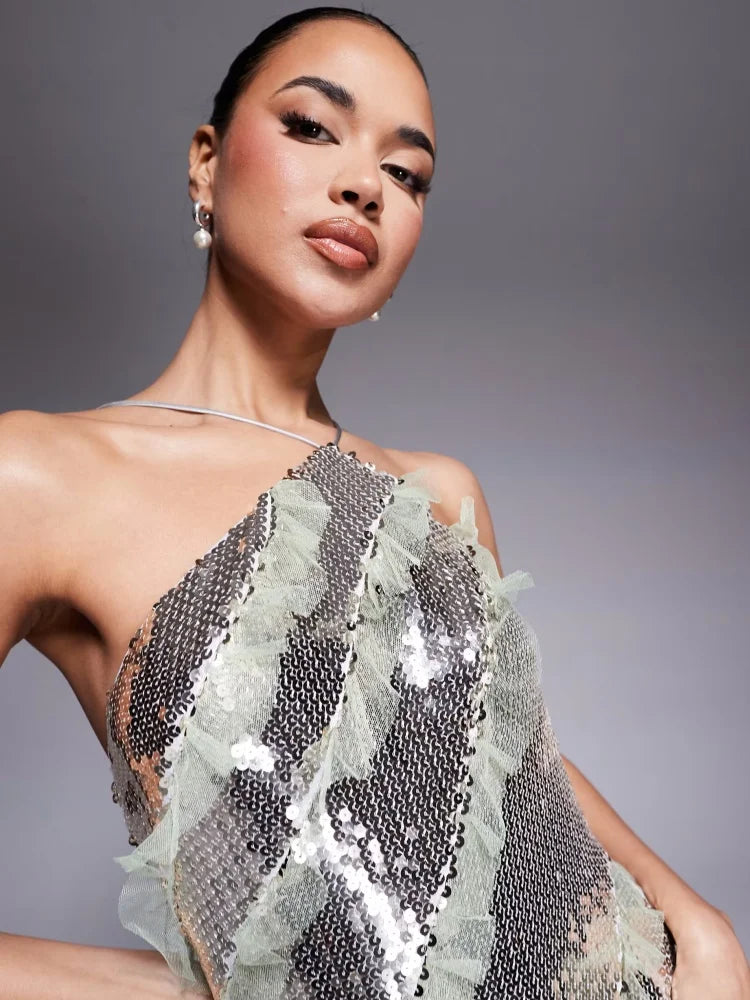 Metallic Sequin Gown