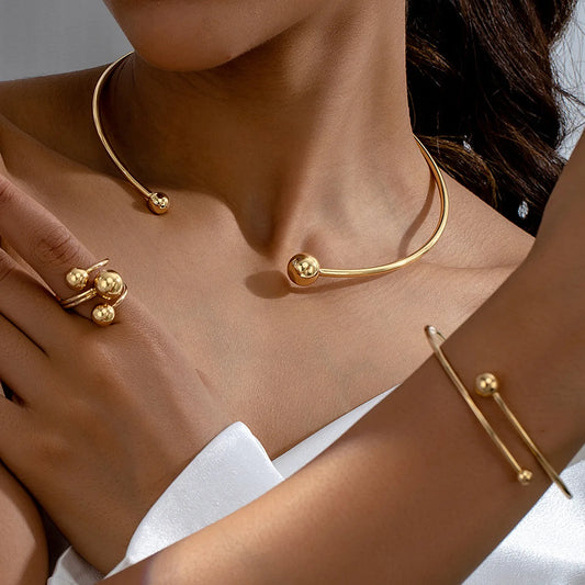 Golden Sphere Minimalist Jewelry Set