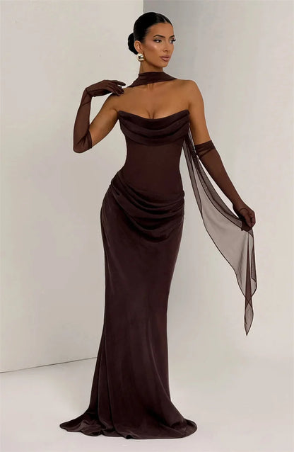 Celestial Off The Shoulder Draped Gown