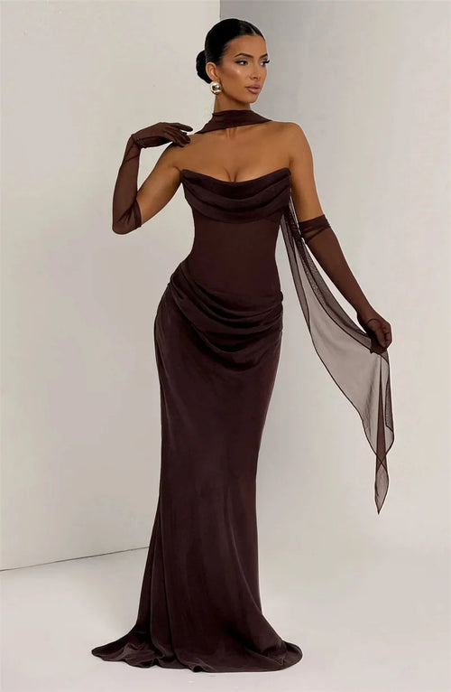 Celestial Off The Shoulder Draped Gown
