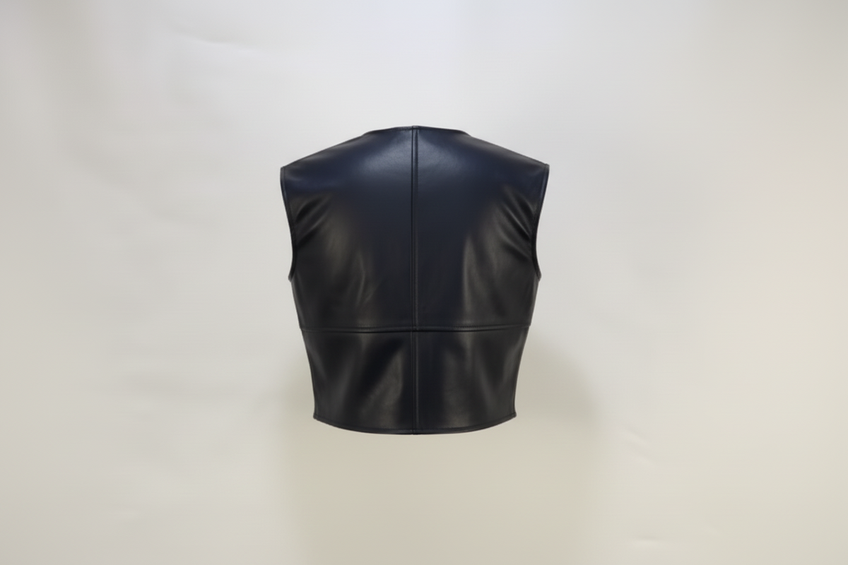 Y2K Princess Neckline Leather Top