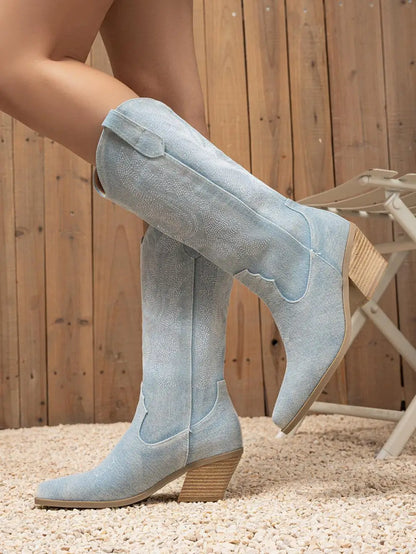 Vintage Denim Cowboy Boots