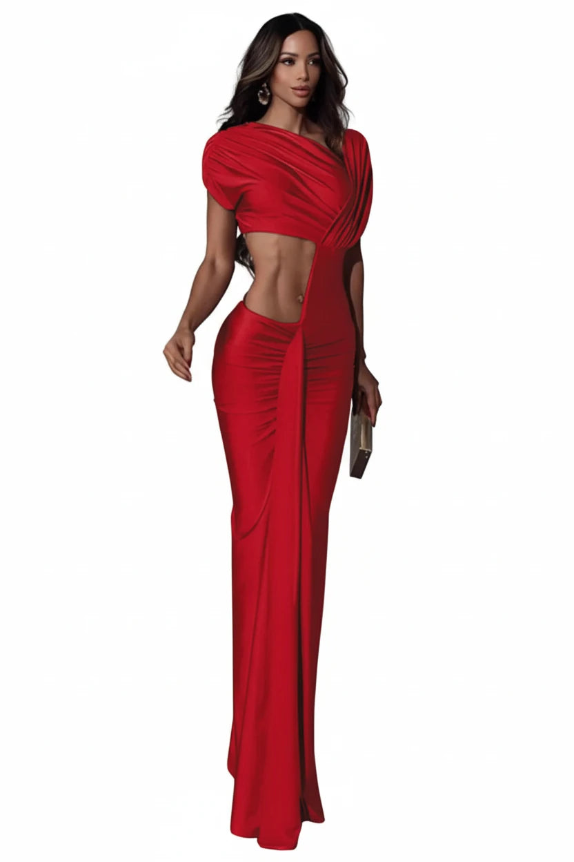 Asymmetric Cut-Out Maxi Dress