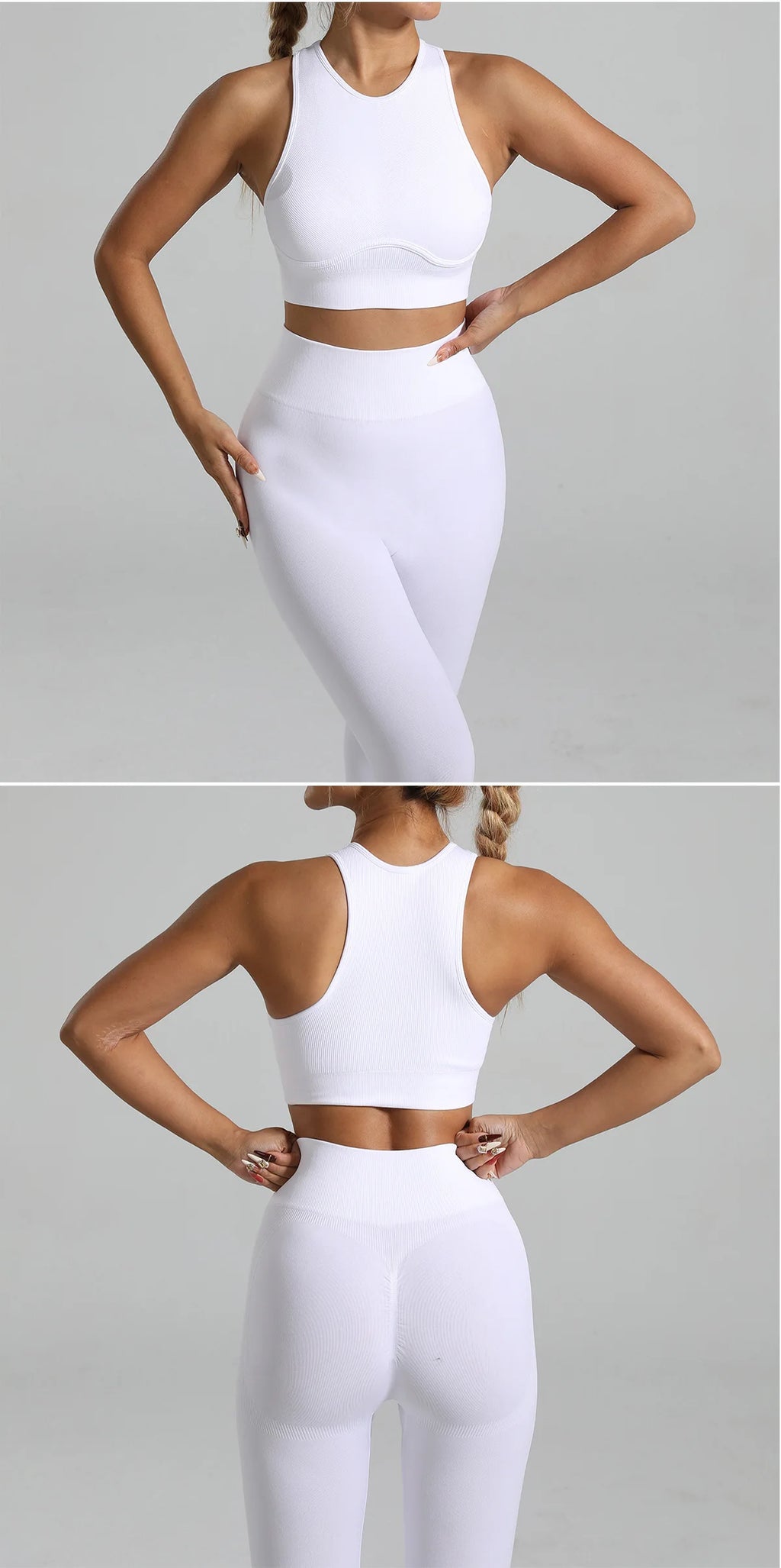 Ribbed Workout Clothes for Women Yoga Set Fitness Gym Outifts 2 Pieces Vest Sport Suit Tracksuit Sport Leggings Set Active Wear