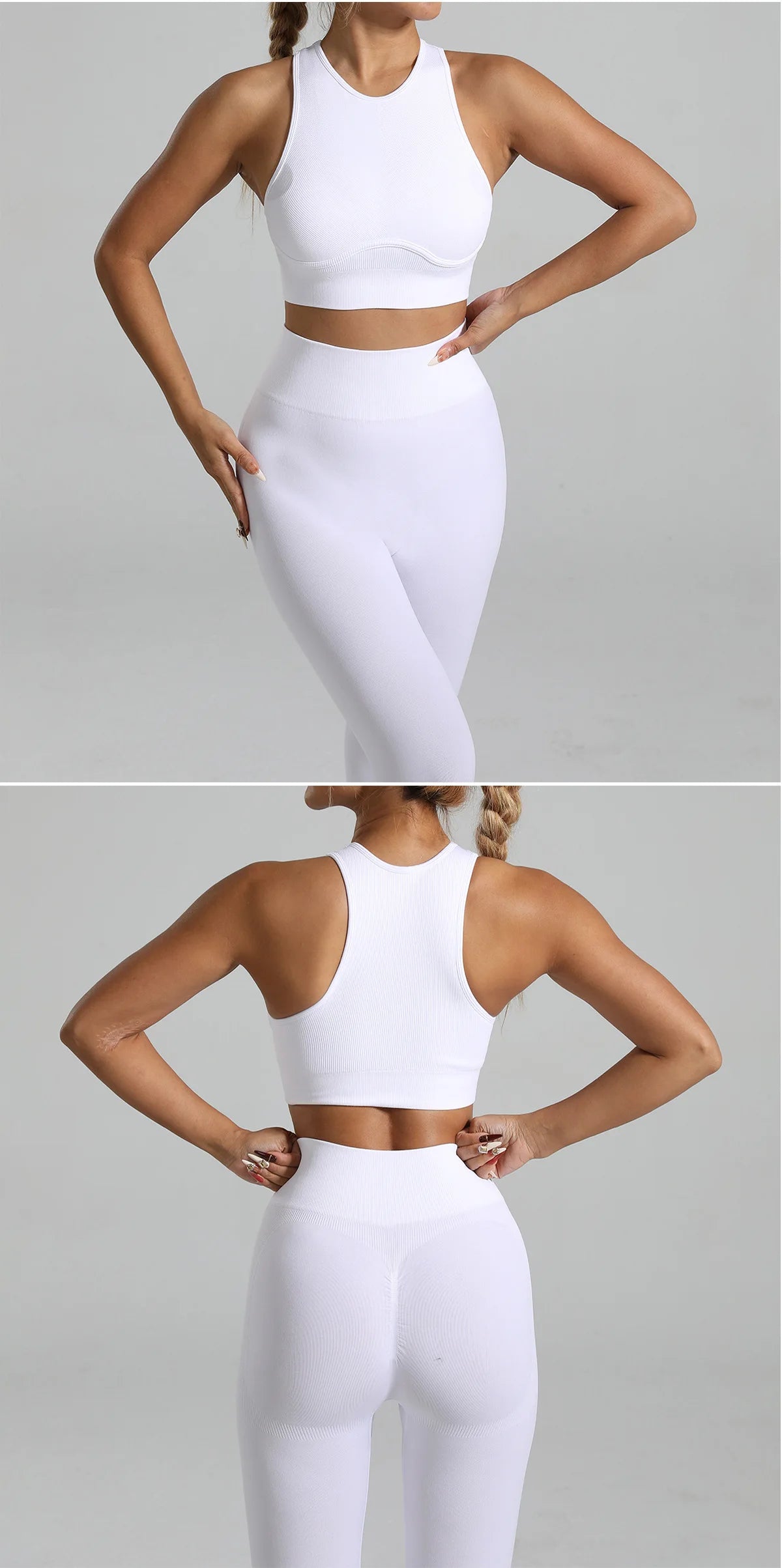 Ribbed Workout Clothes for Women Yoga Set Fitness Gym Outifts 2 Pieces Vest Sport Suit Tracksuit Sport Leggings Set Active Wear
