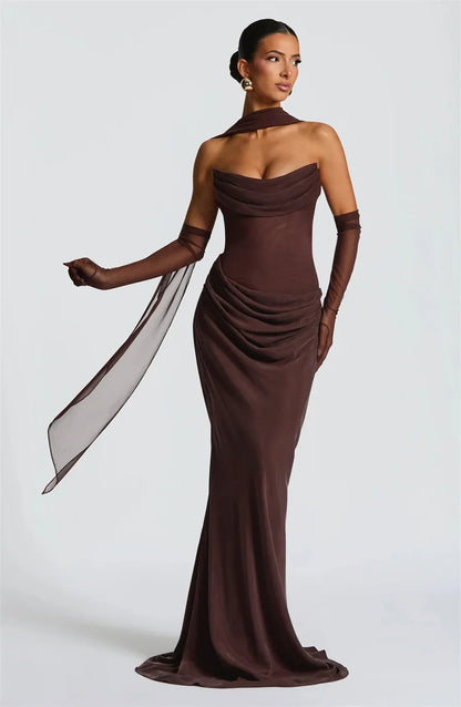 Celestial Off The Shoulder Draped Gown