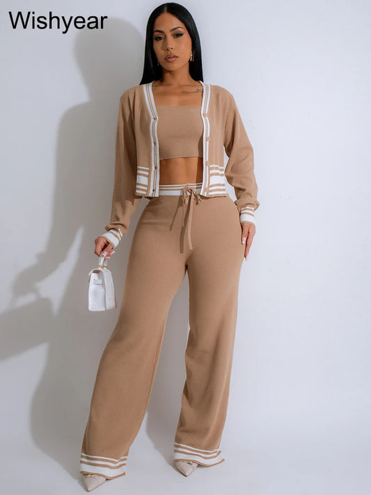 Knitted Tracksuit Women 3 Piece Set