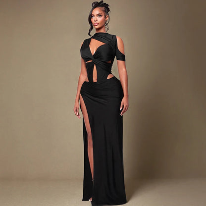 Noir Sculpt Cut-Out Maxi Dress