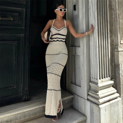 Waves of Elegance Knit Maxi Dress