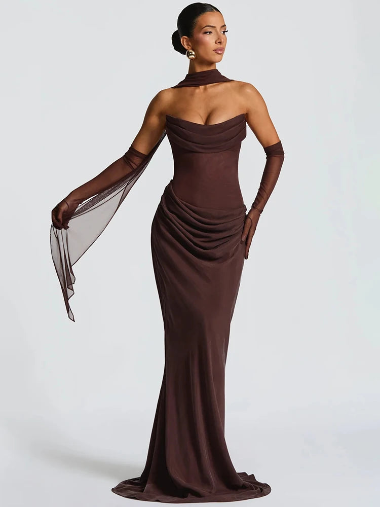 Celestial Off The Shoulder Draped Gown