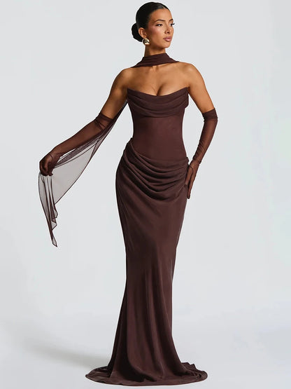 Celestial Off The Shoulder Draped Gown