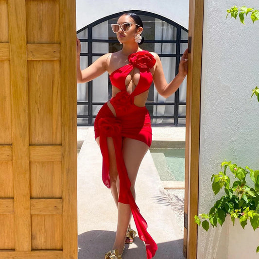 Scarlet Rose Cut-Out Swimsuit